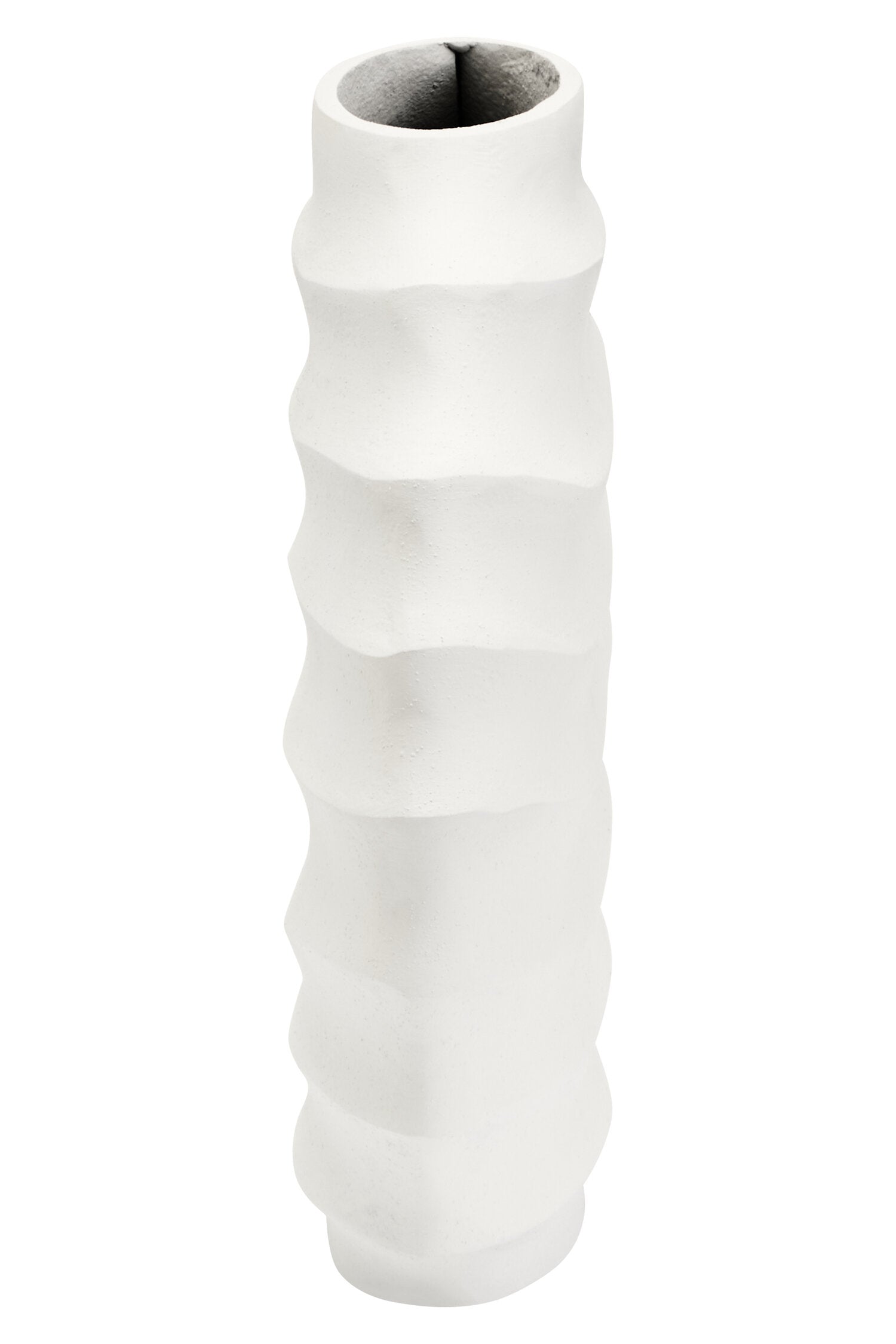 Mira Small Ivory Finish Rippled Round Vase