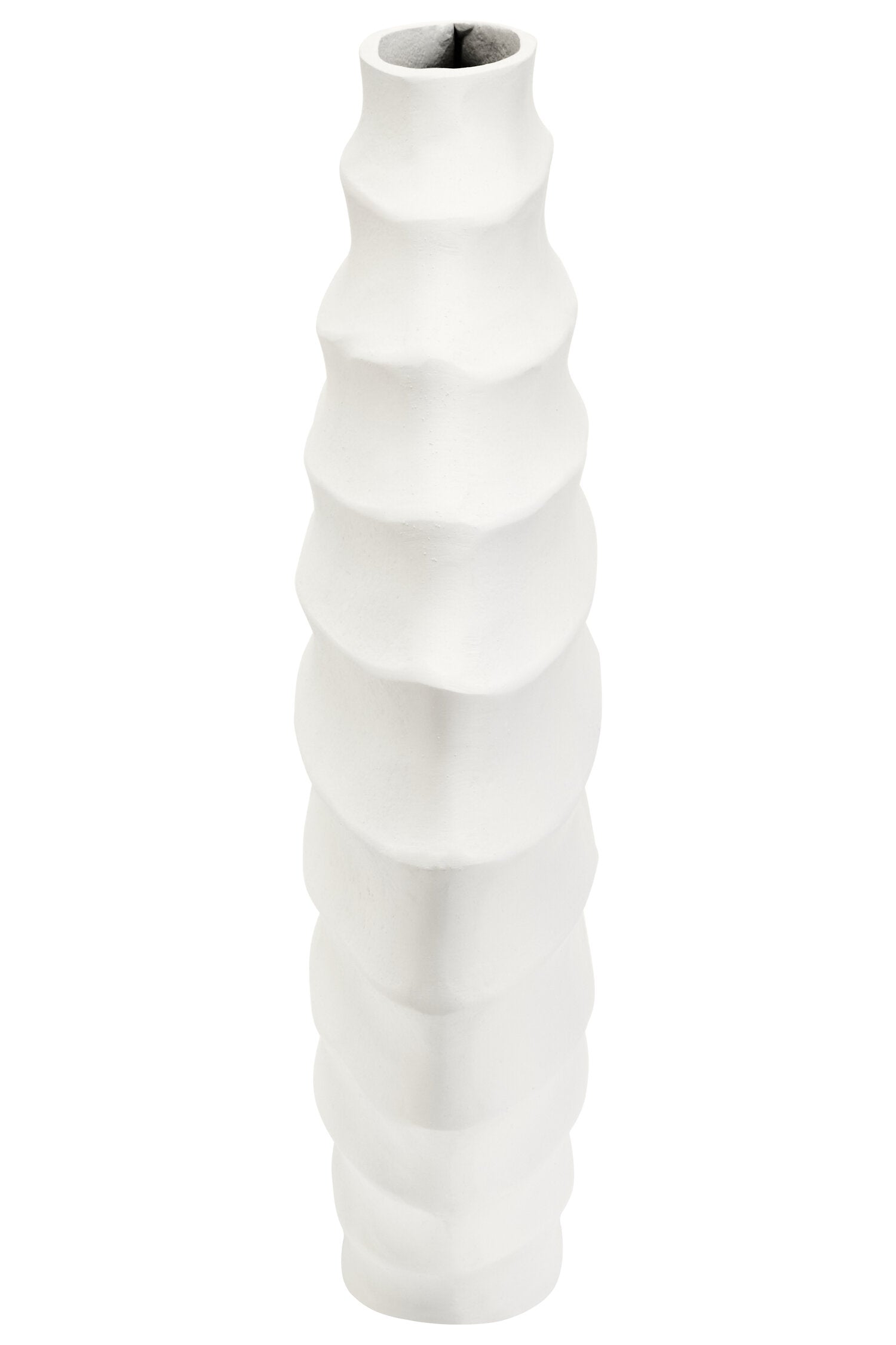 Mira Large Ivory Finish Rippled Round Vase