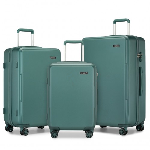 KSK2494 - Kono 3-Piece Minimalist Hard Shell ABS+PC Luggage Set with TSA Lock and 360° Spinner Wheels - Military Green