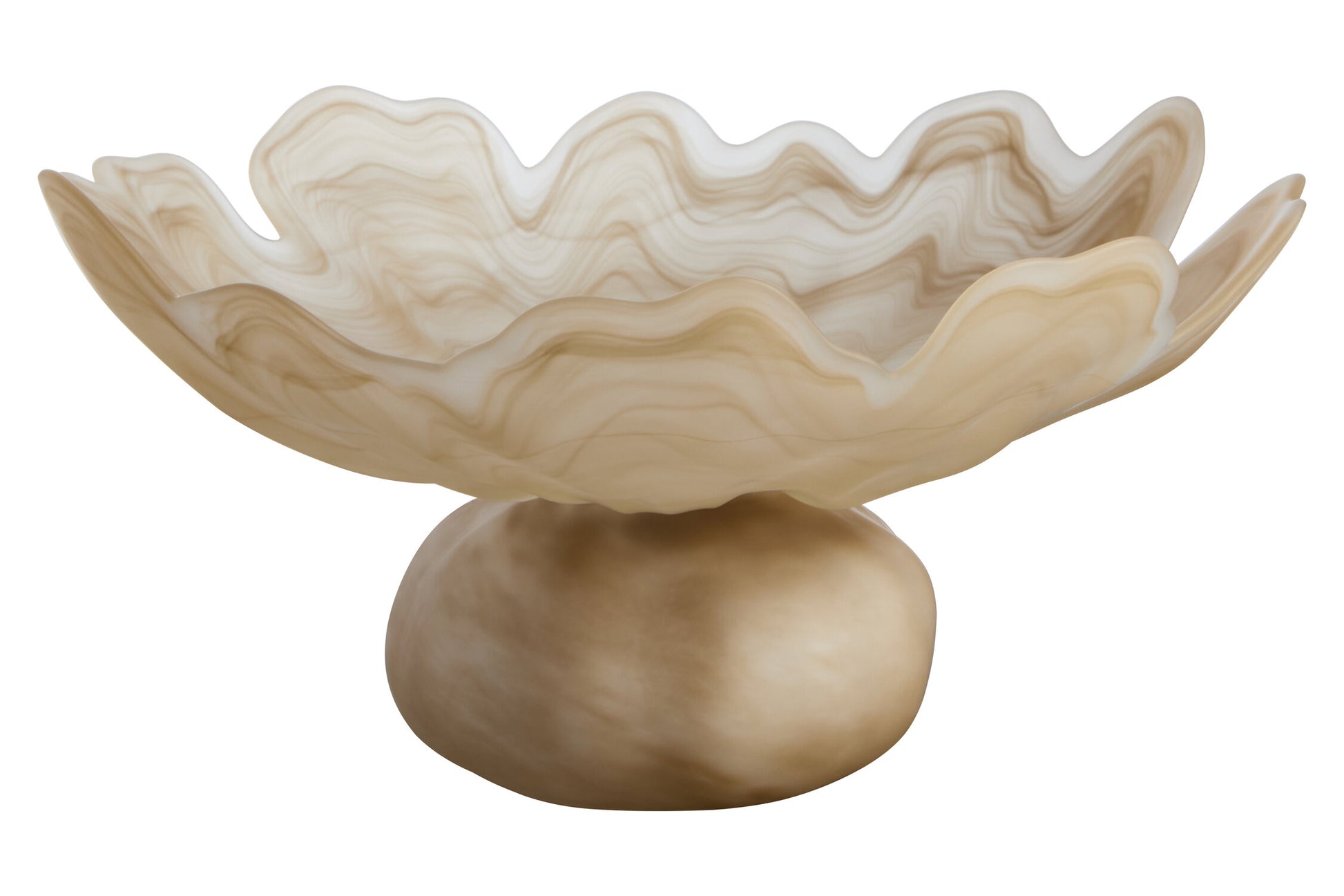 Galene Fluted Natural Glass Pedestal Bowl