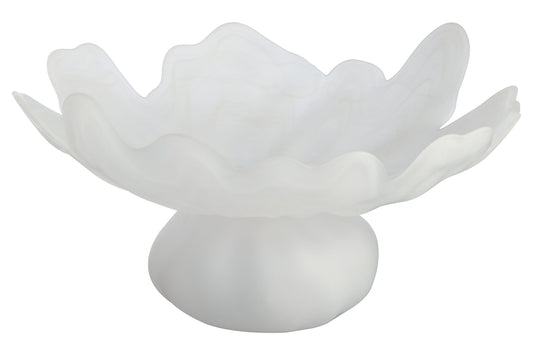 Galene Fluted White Glass Pedestal Bowl