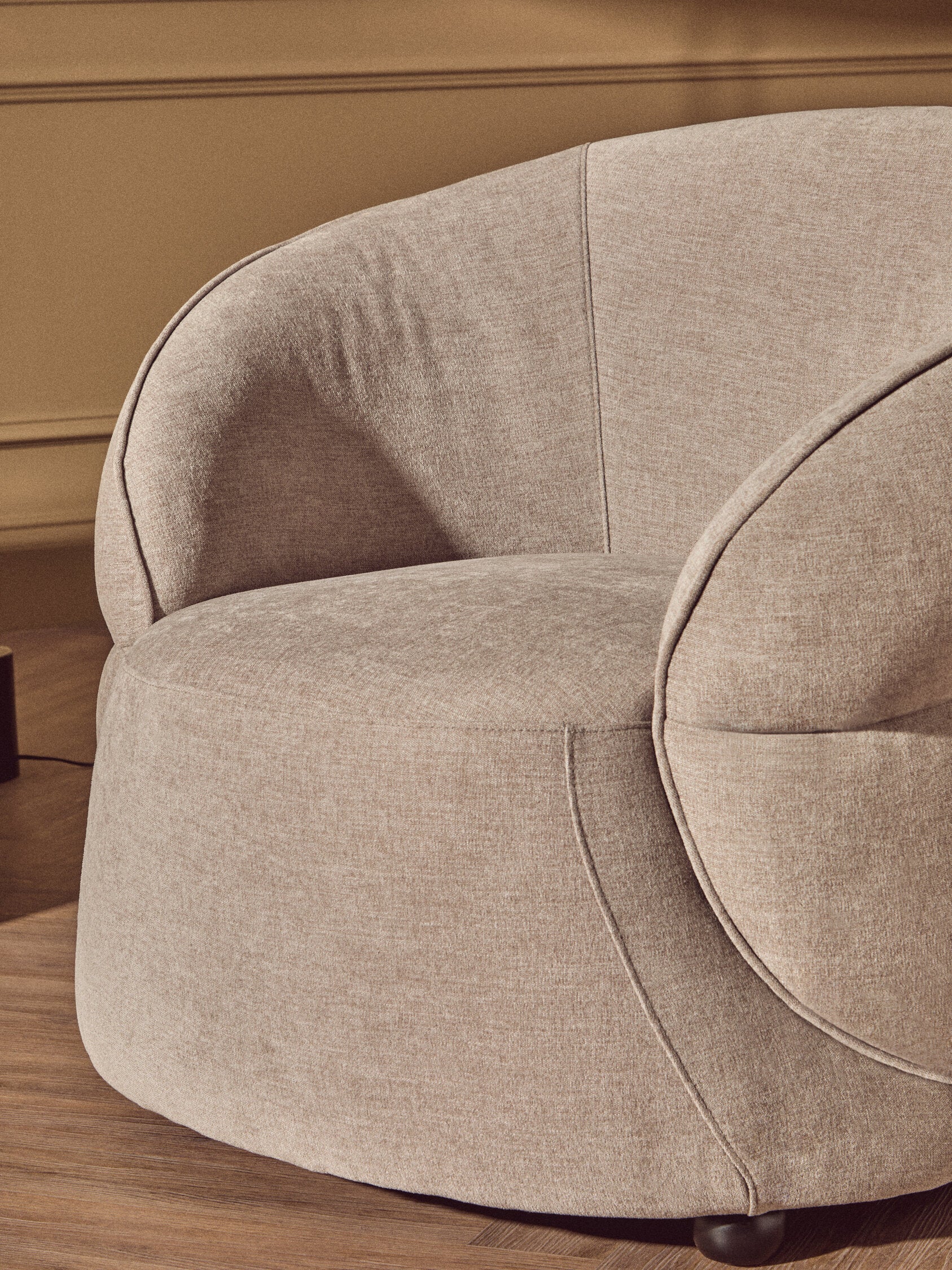 Daphne Taupe Chenille Effect Curved Chair