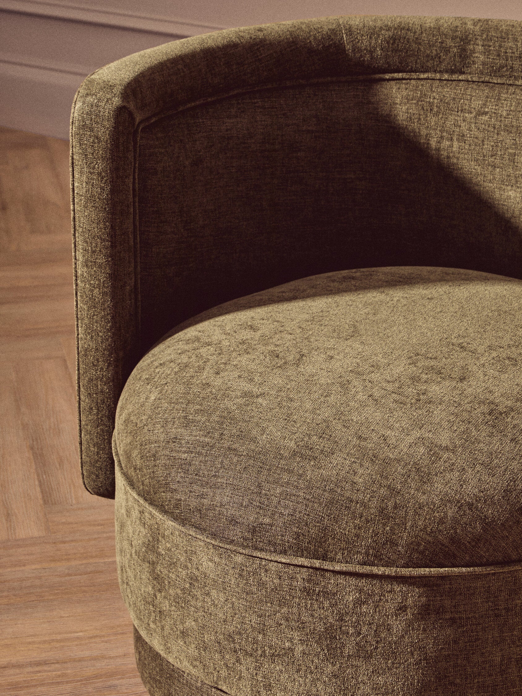 Drake Forest Green Chenille Effect Curved Chair