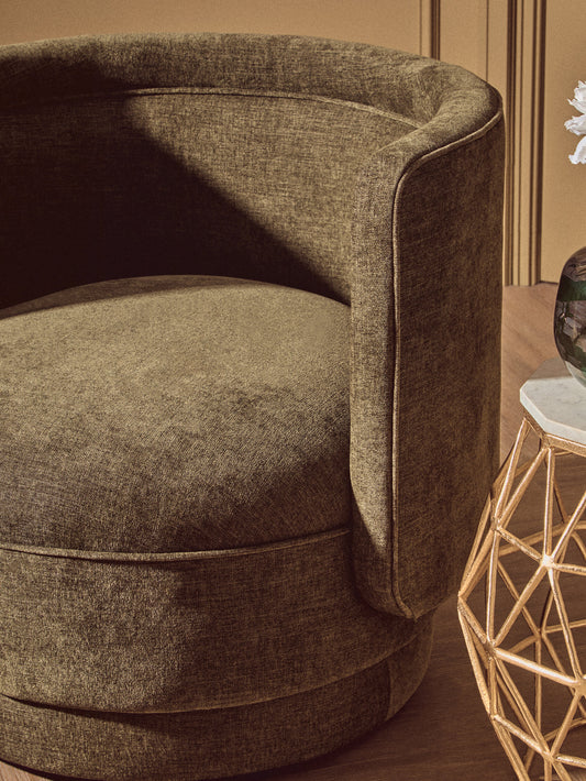 Drake Forest Green Chenille Effect Curved Chair
