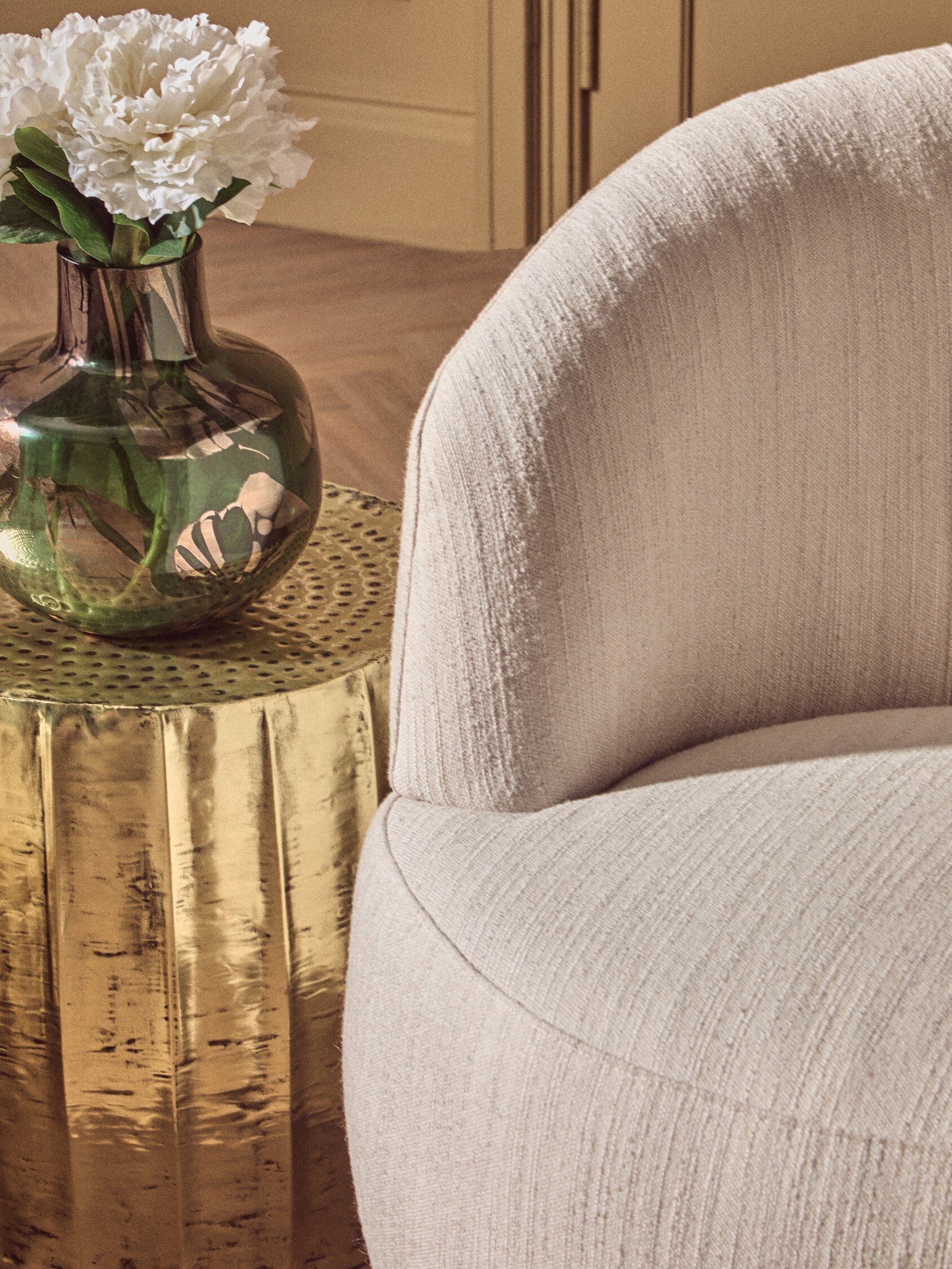 Templar Set of 2 Antique Brass Finish Side Tables and Stools