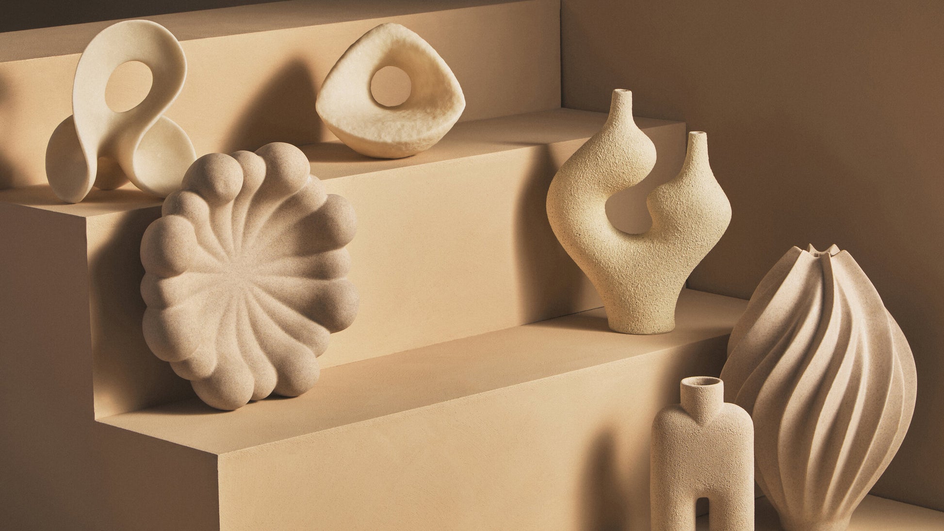 Broc Cream Textured Sculptural Vase