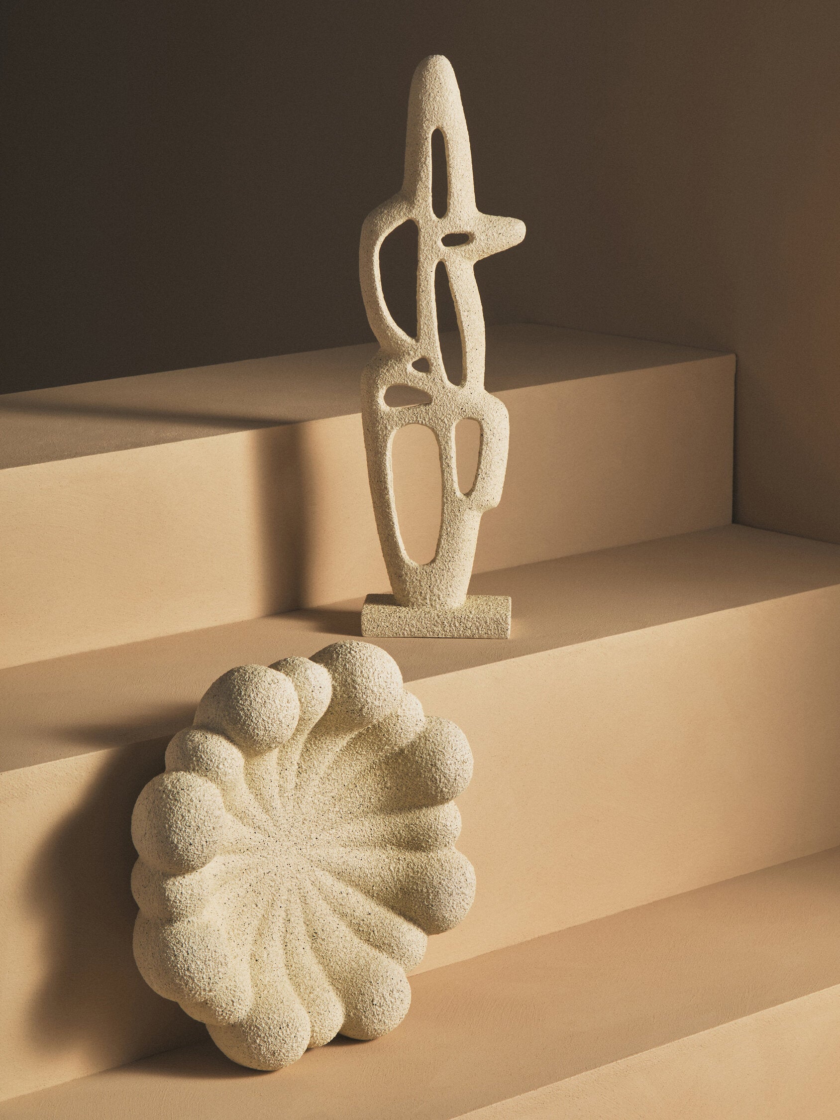 Broc Cream Textured Abstract Interlocking Sculpture