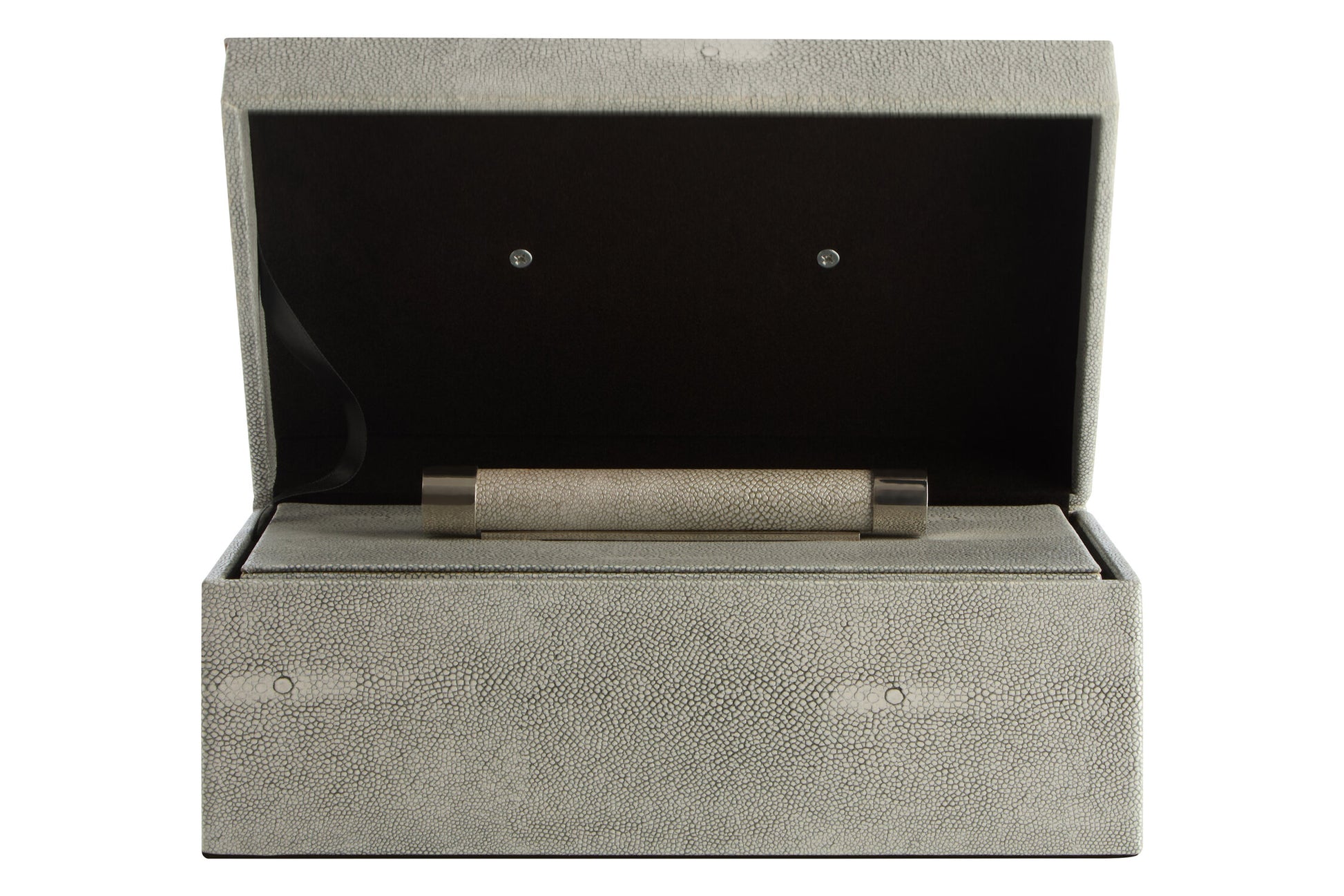 Cardona Set of Two Grey Shagreen Effect Trinket Boxes