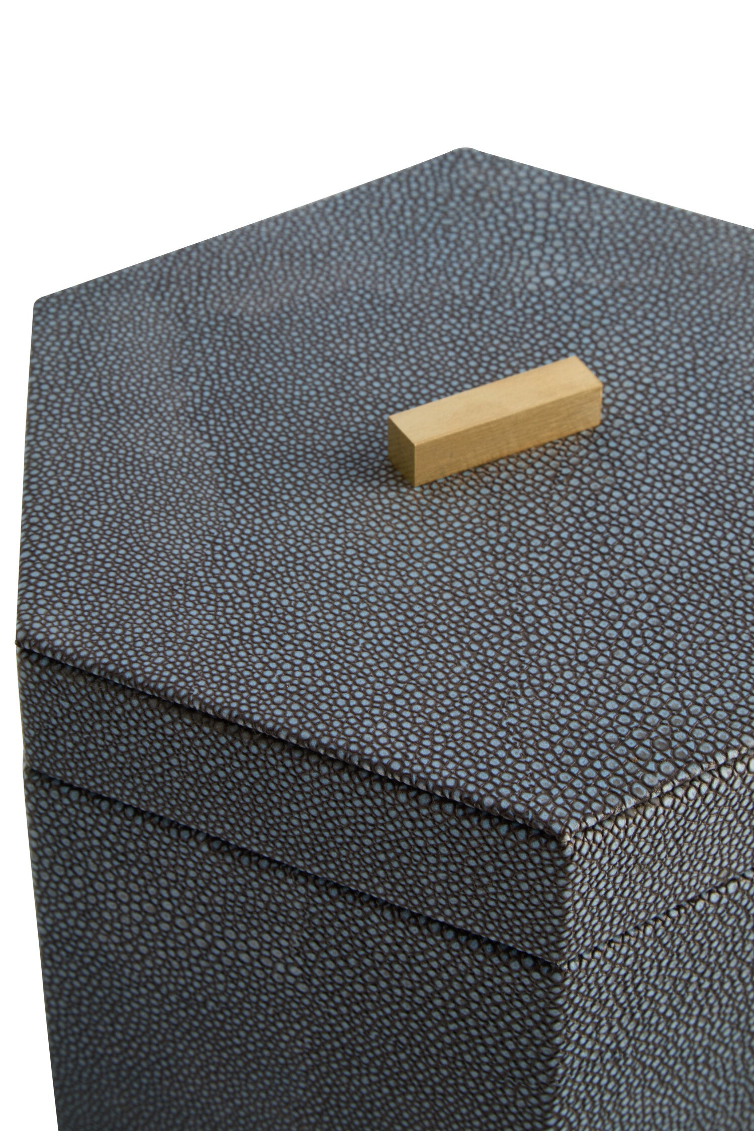 Cardona Set Of Two Hexagonal Blue Shagreen Effect Trinket Boxes