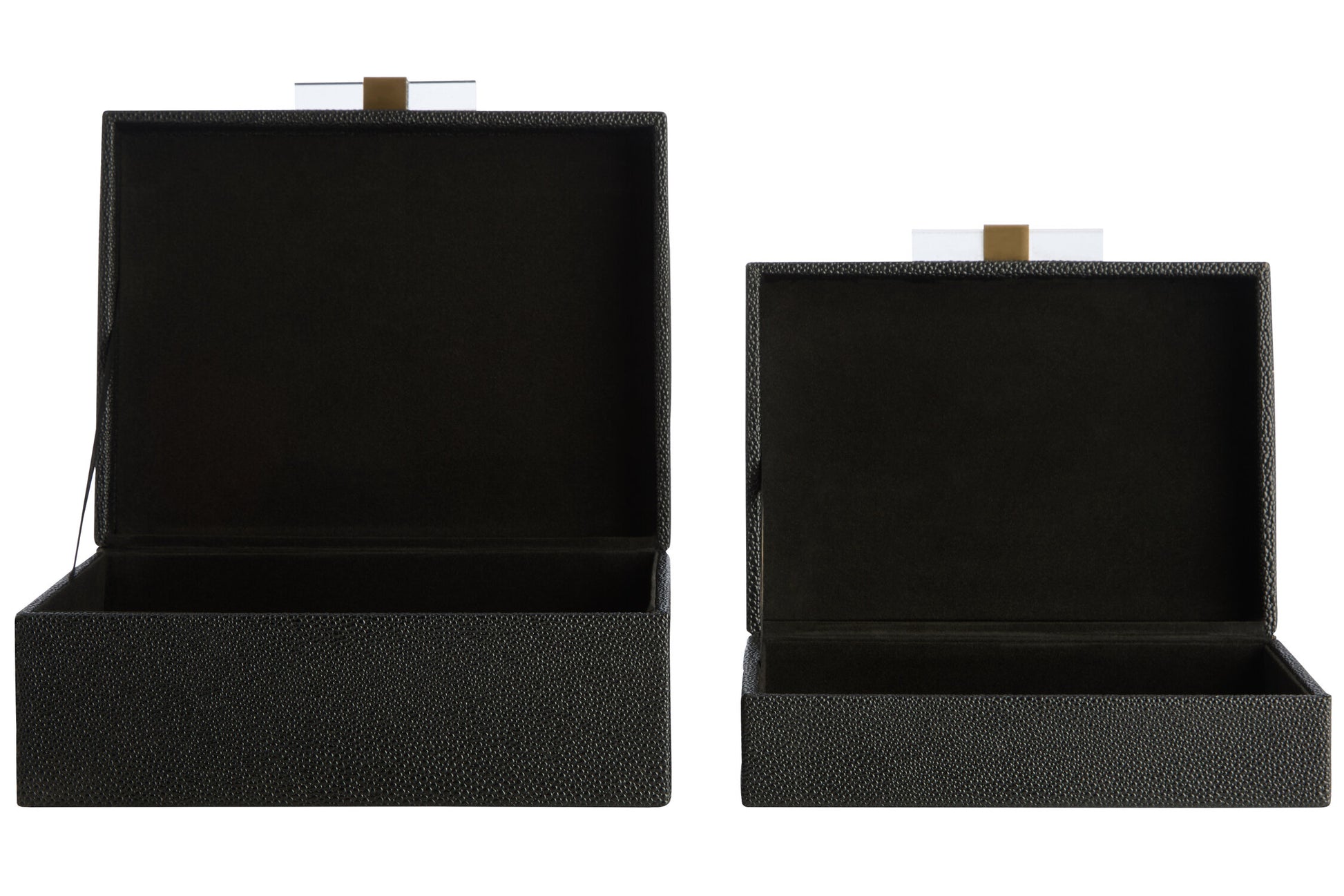Cardona Set of Two Black Shagreen Effect Trinket Boxes