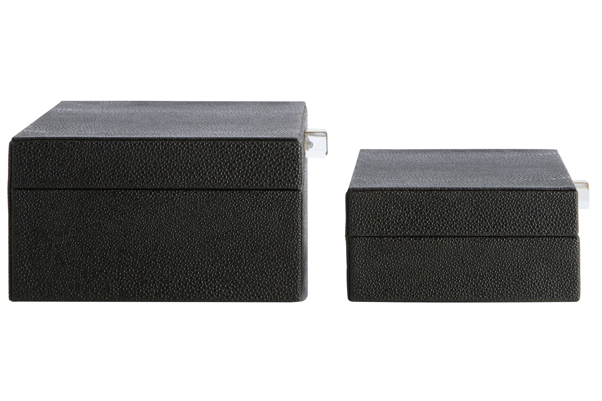 Cardona Set of Two Black Shagreen Effect Trinket Boxes