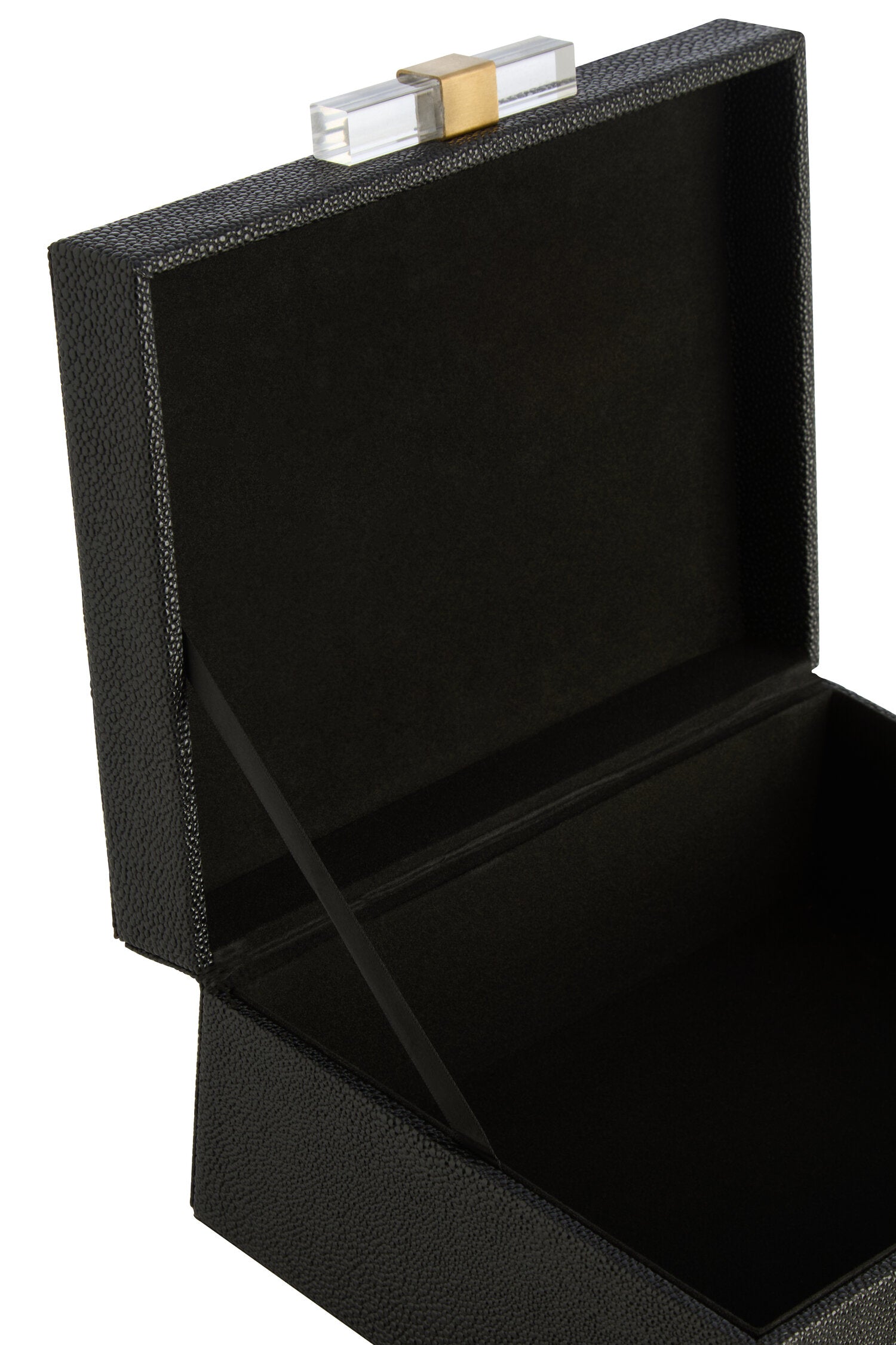 Cardona Set of Two Black Shagreen Effect Trinket Boxes