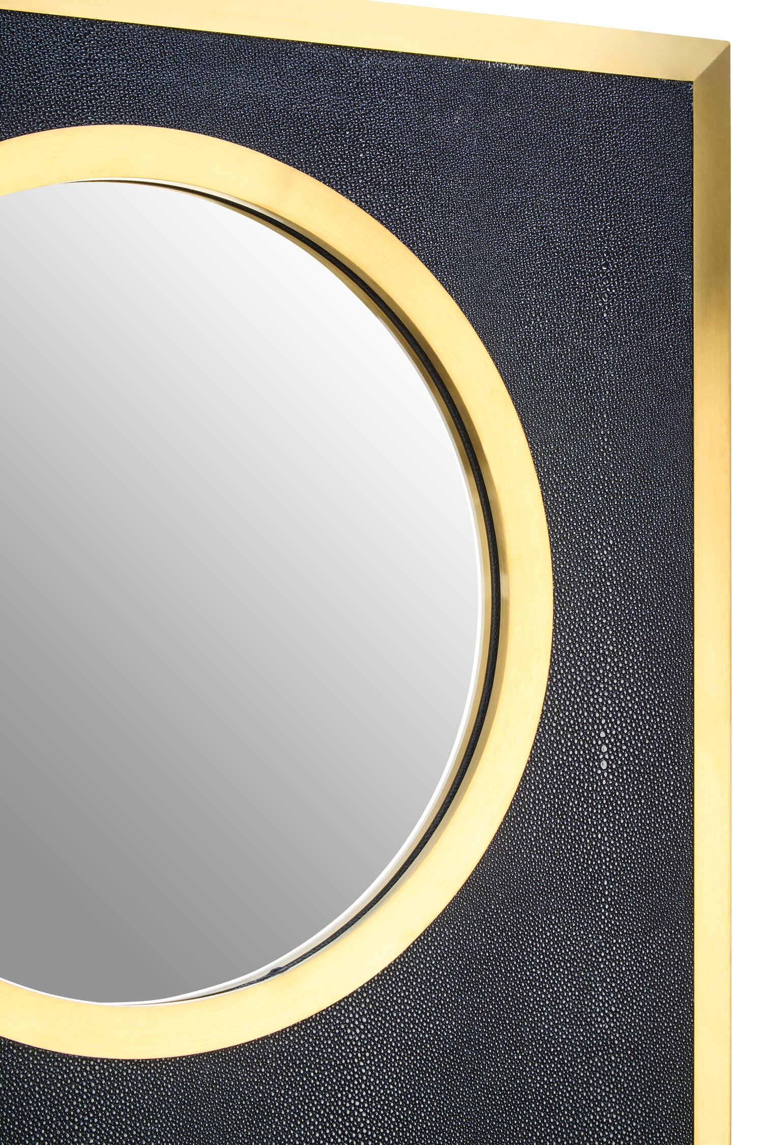 Cardona Black Shagreen Effect Wall Mirror with Gold Frame