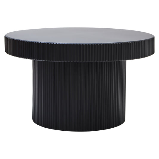 Trento Black Metal Round Ridge Detail Coffee Table