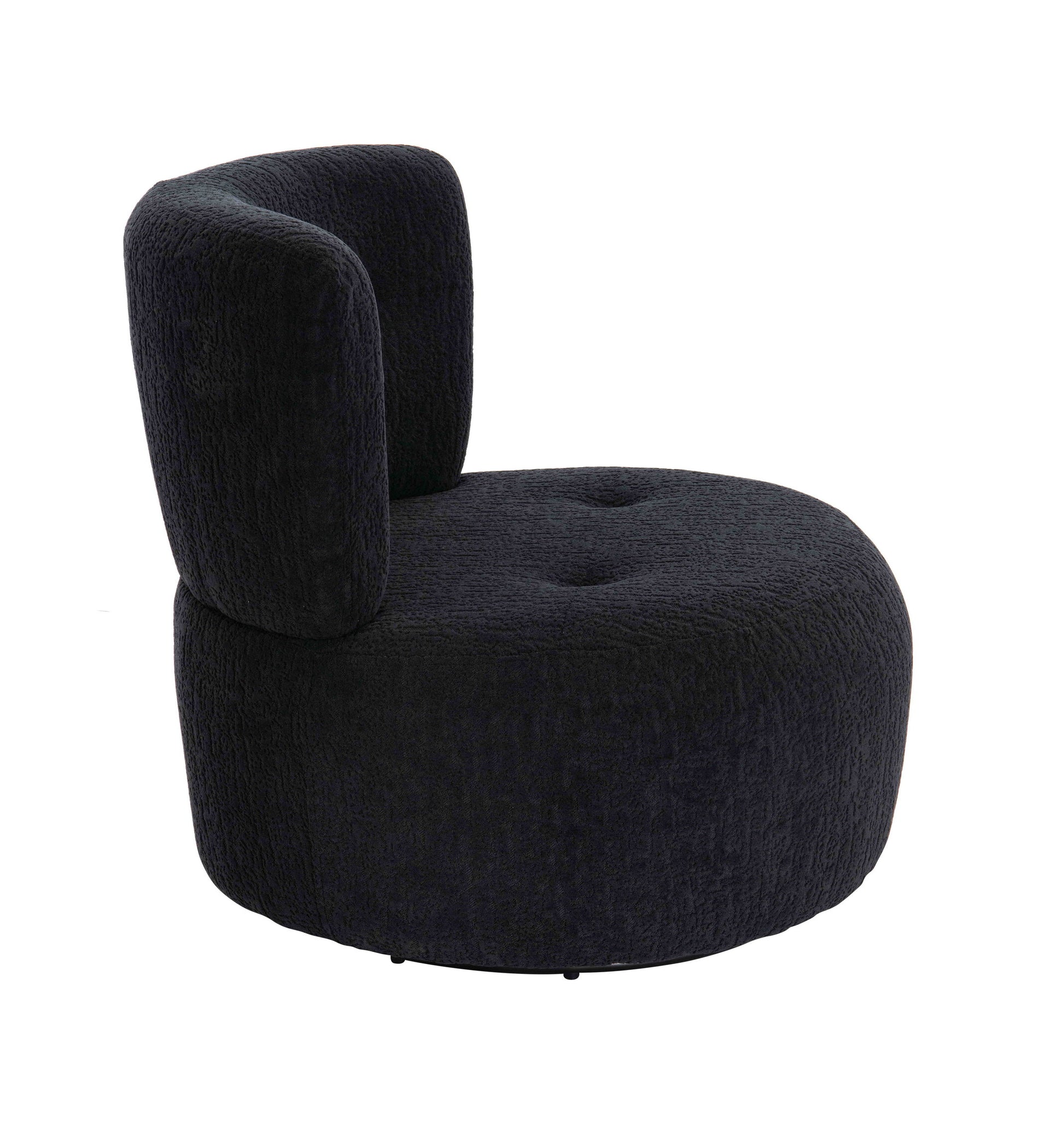 Passa Black Textured Curved Swivel Lounge Chair