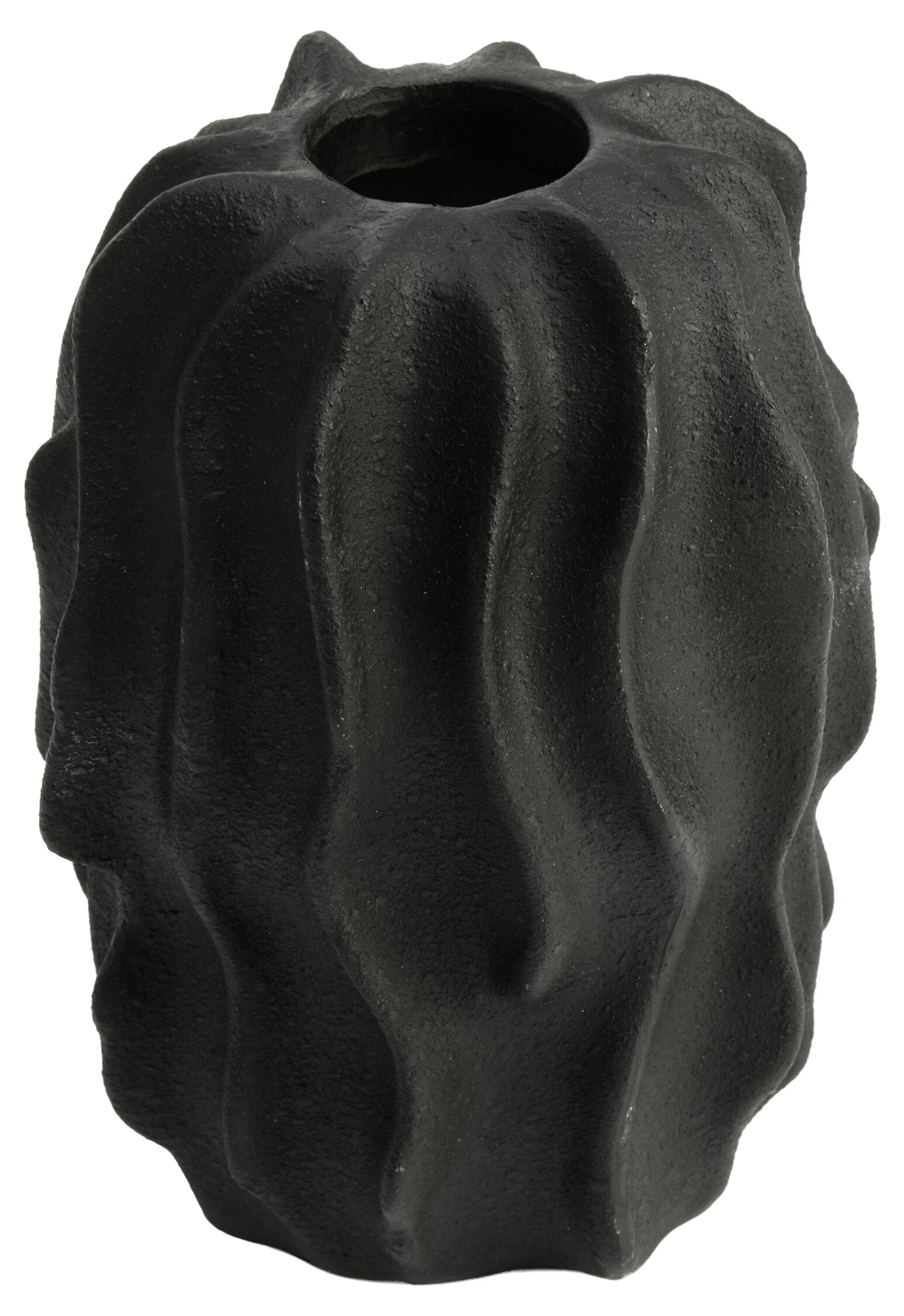 Broc Small Black Textured Vase