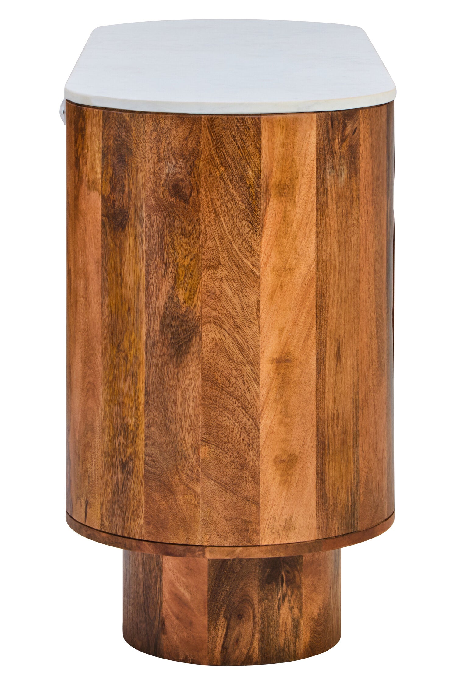 Torcino Marble and Carved Mango Wood Two Door Sideboard