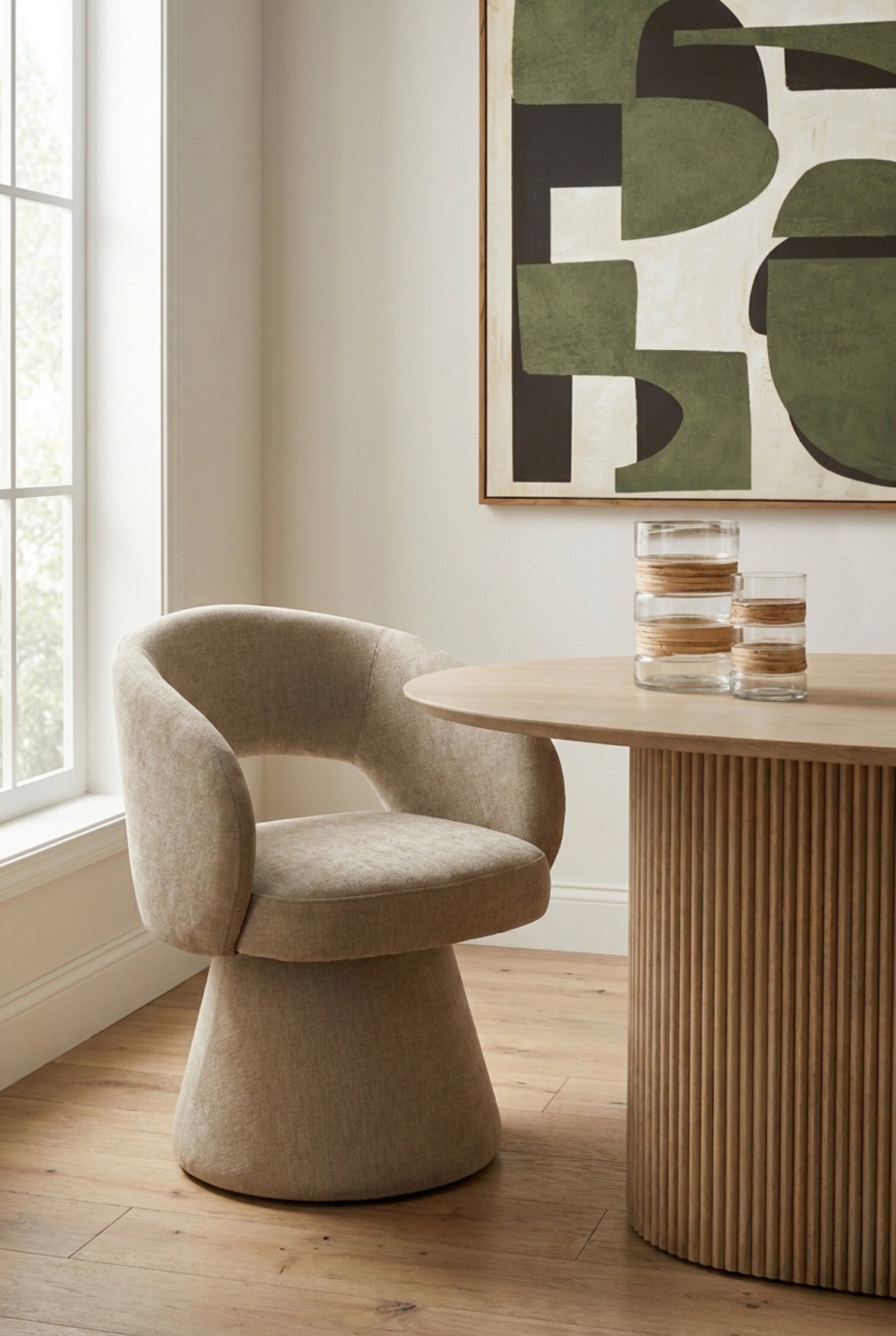 Maxwell Stone Fabric Curved Accent  Dining Chair