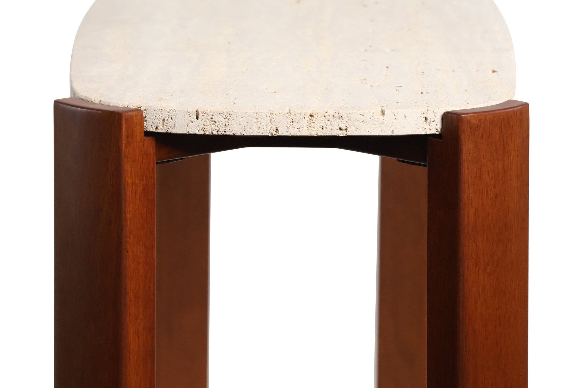 Palermo Travertine Top and Brown Acacia Wood Console Table