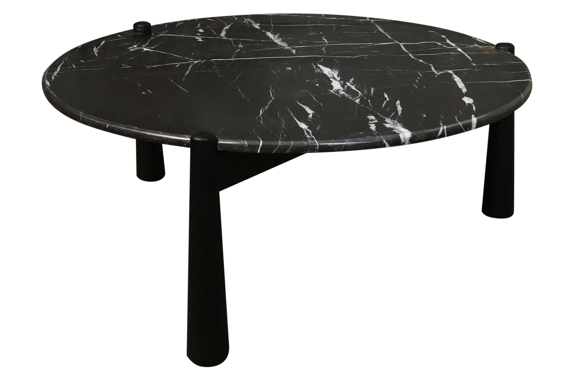 Wilbur Black and White Marble Top Coffee Table with Mango Wood Legs