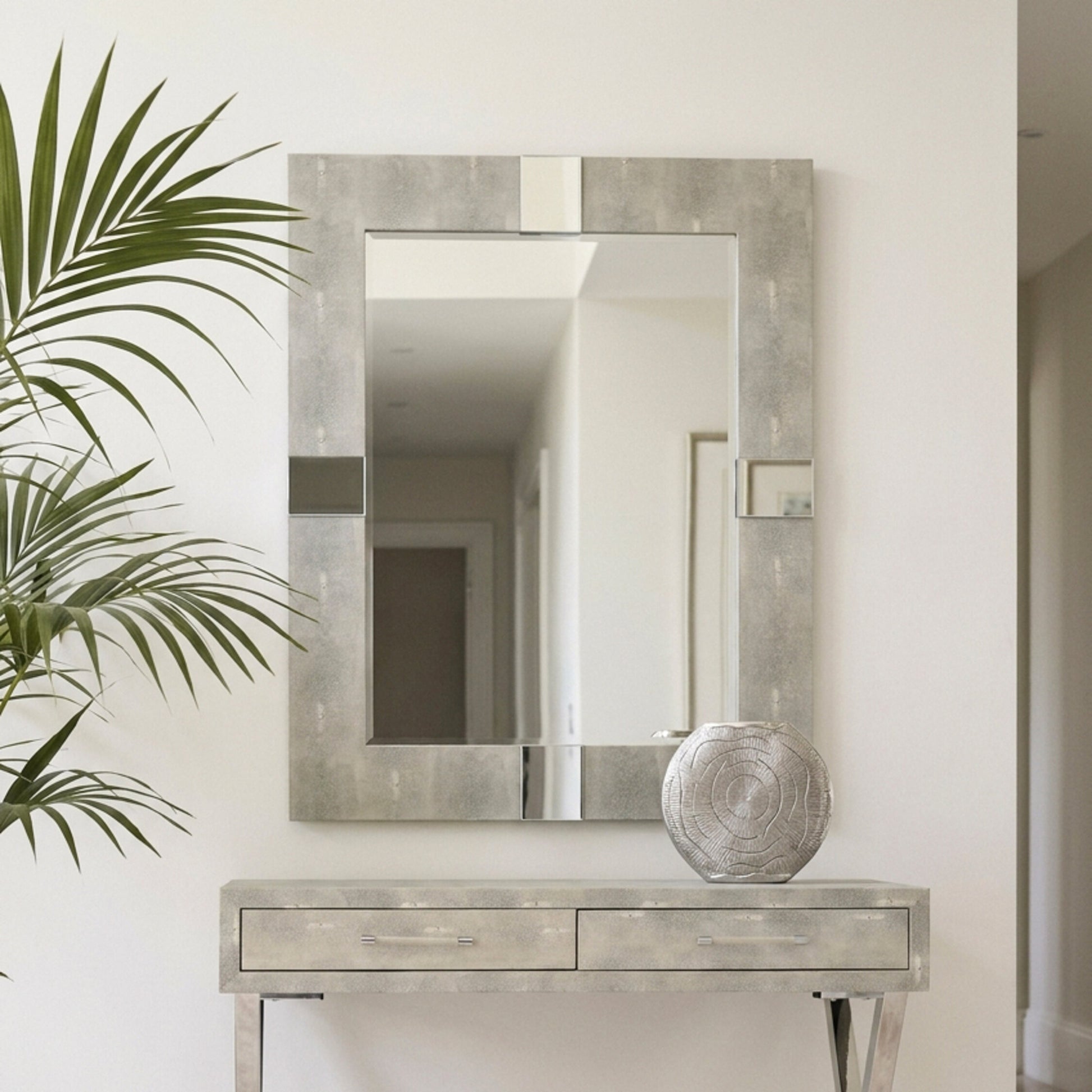 Cardona Grey Shagreen Effect Wall Mirror