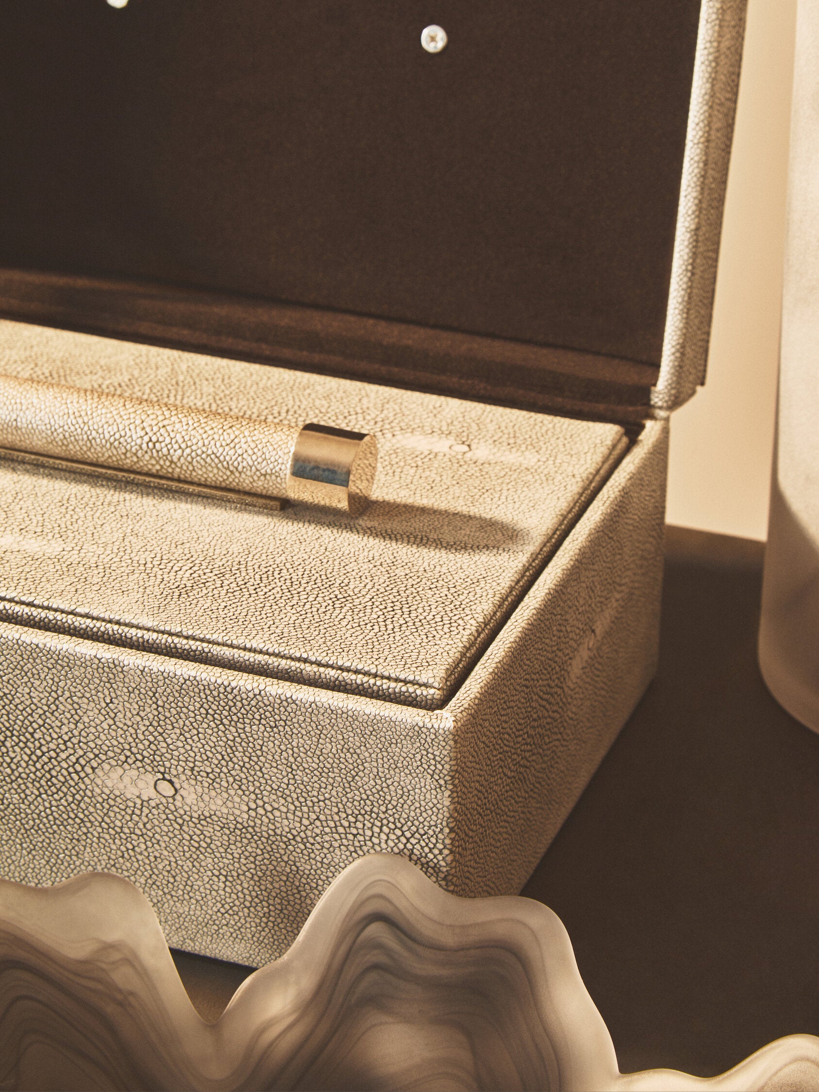 Cardona Set of Two Grey Shagreen Effect Trinket Boxes