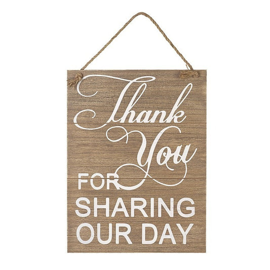 Hanging Sign Thankyou for sharing our day