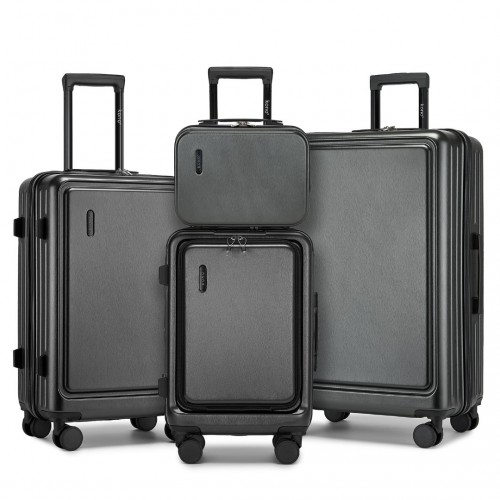 KSK2493 - Kono Durable ABS+PC Hardshell Luggage Set with TSA Lock 360° Spinner Wheels 4-Piece Set 20/24/28 And Vanity Case - Grey
