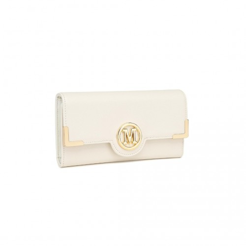 LP2022 - Miss Lulu Leather Look Classic Long Purse - Beige
