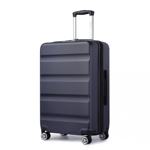 KSK2482 - Kono 24 Inch Expandable Horizontal Engraved Hard Shell ABS+PC Check-In Suitcase with TSA Lock - Navy