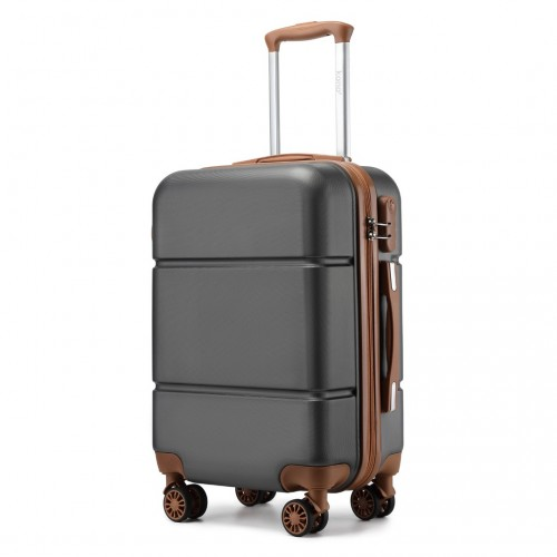 KSK2485 - Kono 20 Inch Premium ABS Cabin Carry-On Suitcase with Secure Combination Lock for Effortless Travel - Grey And Brown