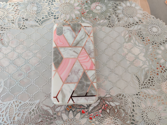 Marble Geometric TPU Coral Case - For iPhone X / Xs