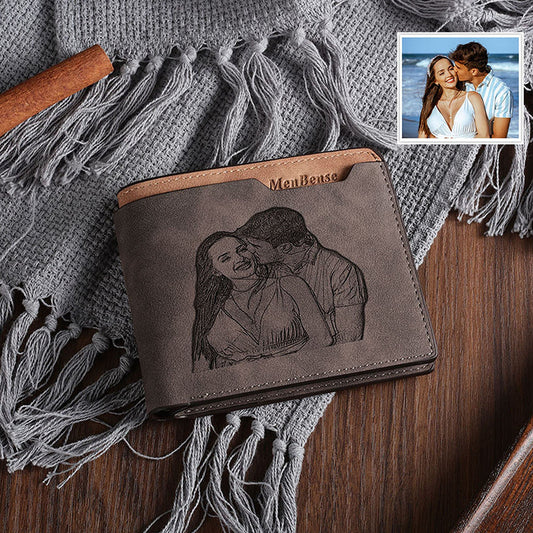 Photo Engraving Wallet Father's Day Boyfriend Holiday Gift