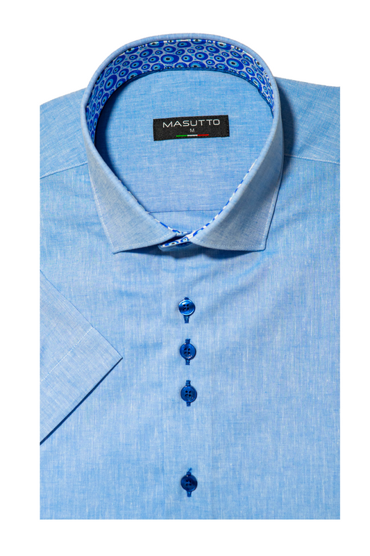 MASUTTO LAZIO/02 SHORT SLEEVE BUTTON DOWN SHIRT