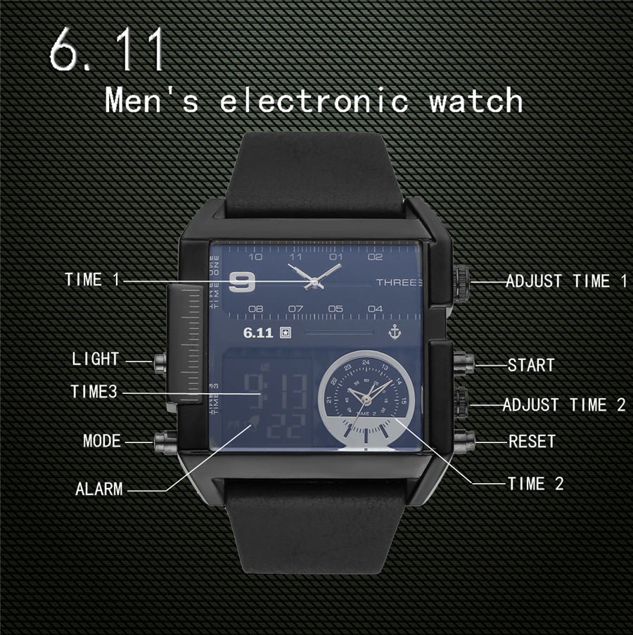 611 date 8145 countdown waterproof backlight luminous double display electronic watch | Luxury Home Accessories | Heulog Glow