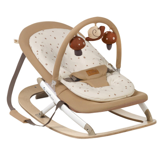 Jane Kalm Wooden Hammock – Natural Birch Rocker with Soft Padded Insert, Sesame