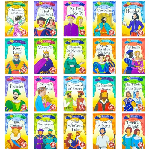 Shakespeare's Stories for Young Readers 20 Books Set: Macbeth, A Midsummer's Night Dream, Hamlet, Romeo and Juliet, Othello, As You Like It, All's Well That Ends Well, King Lear