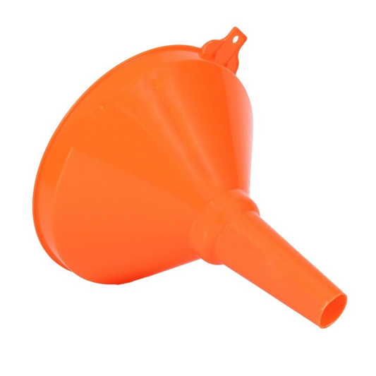Extra Large Fixed Spout Plastic Funnel - High-Visibility 200mm for Fuel & Liquids