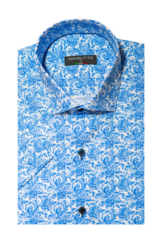 MASUTTO ZURICH/05 SHORT SLEEVE BUTTON DOWN SHIRT