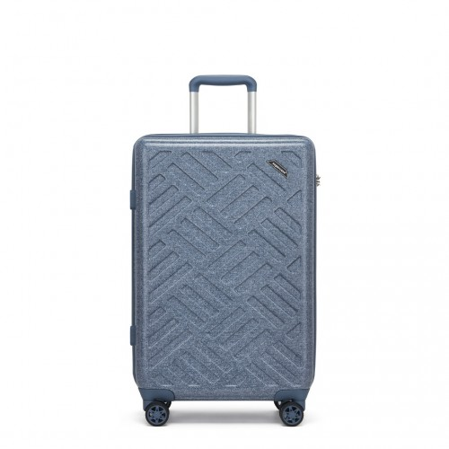 KSS2495 - Supercase 24 Inch Sleek Geometric Pattern Hard Shell ABS+PC Check-In Suitcase with TSA Lock for Effortless Travel - Denim Blue