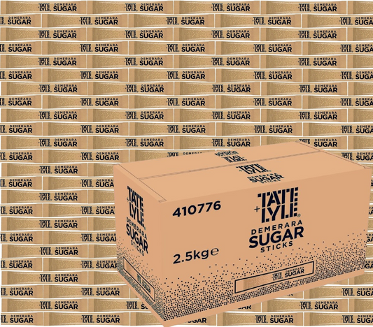 Tate & Lyle Brown Demerara Sugar Sticks – 1000 Sachets (2.5g Each) – 2.5kg Box