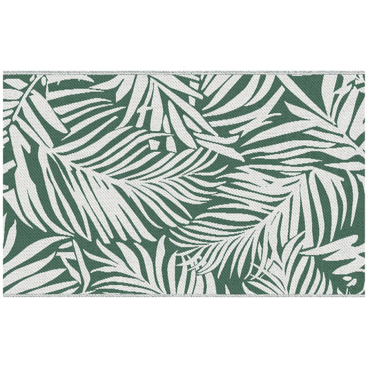 Outsunny Outdoor Rug, 1.5 x 2.4m Patio Floor Mat, Green and White