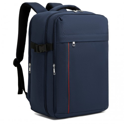 BPK2504 - Kono 20L Cabin Backpack with Red Trim for 15.6” Laptop – Water-Resistant Travel Daypack with Luggage Strap - Navy
