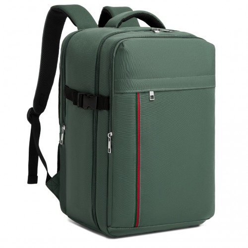 BPK2504 - Kono 20L Cabin Backpack with Red Trim for 15.6” Laptop – Water-Resistant Travel Daypack with Luggage Strap - Green