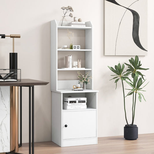 6-Tier Nightstand with Charging Station Bedside Tables Tall Night Stands-White