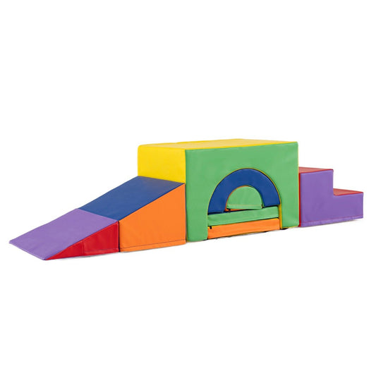 Indoor 7-Piece Foam Climbing Blocks for Crawling Climbing Sliding-Colourful