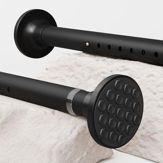 Shower Curtain Rail Extendable 32mm Stainless Steel Rods Black Bathroom