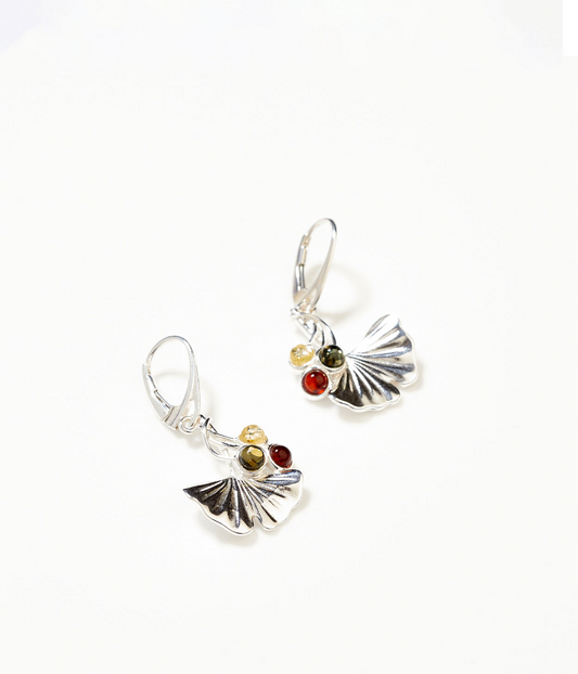 Amber Ginkgo Drop Earrings