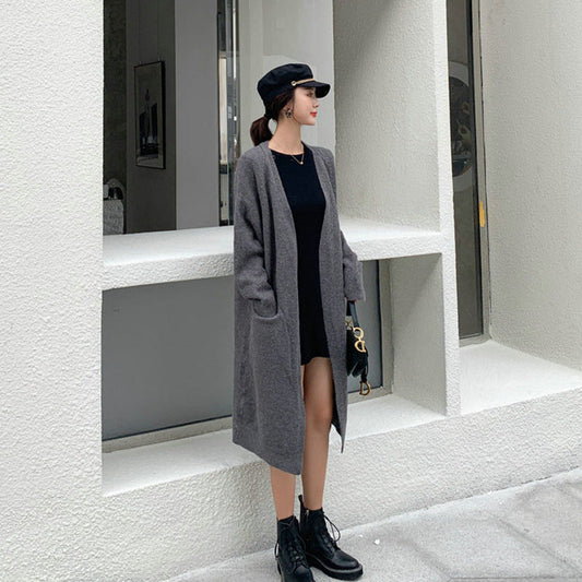 Autumn And Winter Clothing New Loose Mid-length Knitted Coat For Women
