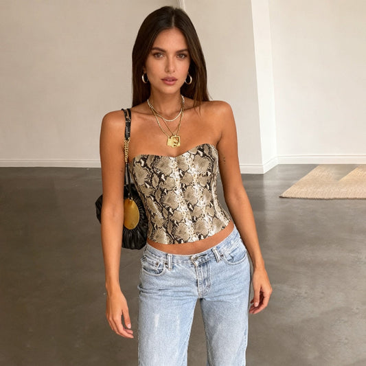 Vintage Leather Cropped Vest For European And American Women's Fashion